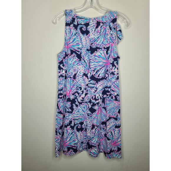 Lilly Pulitzer cotton Luella dress navy seahorse seashell print dress - small - Picture 5 of 6